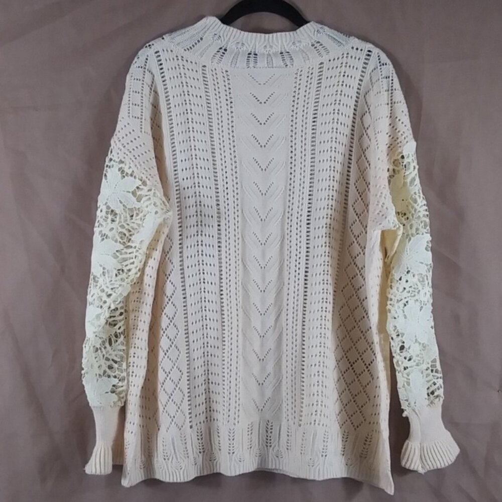 Source Unknown Women's Beautiful Cream Crochet & … - image 2